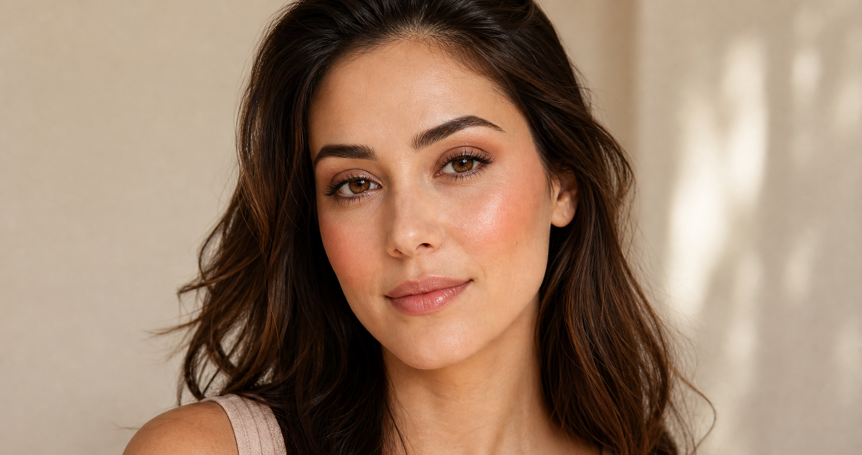 Young woman with natural soft glow makeup